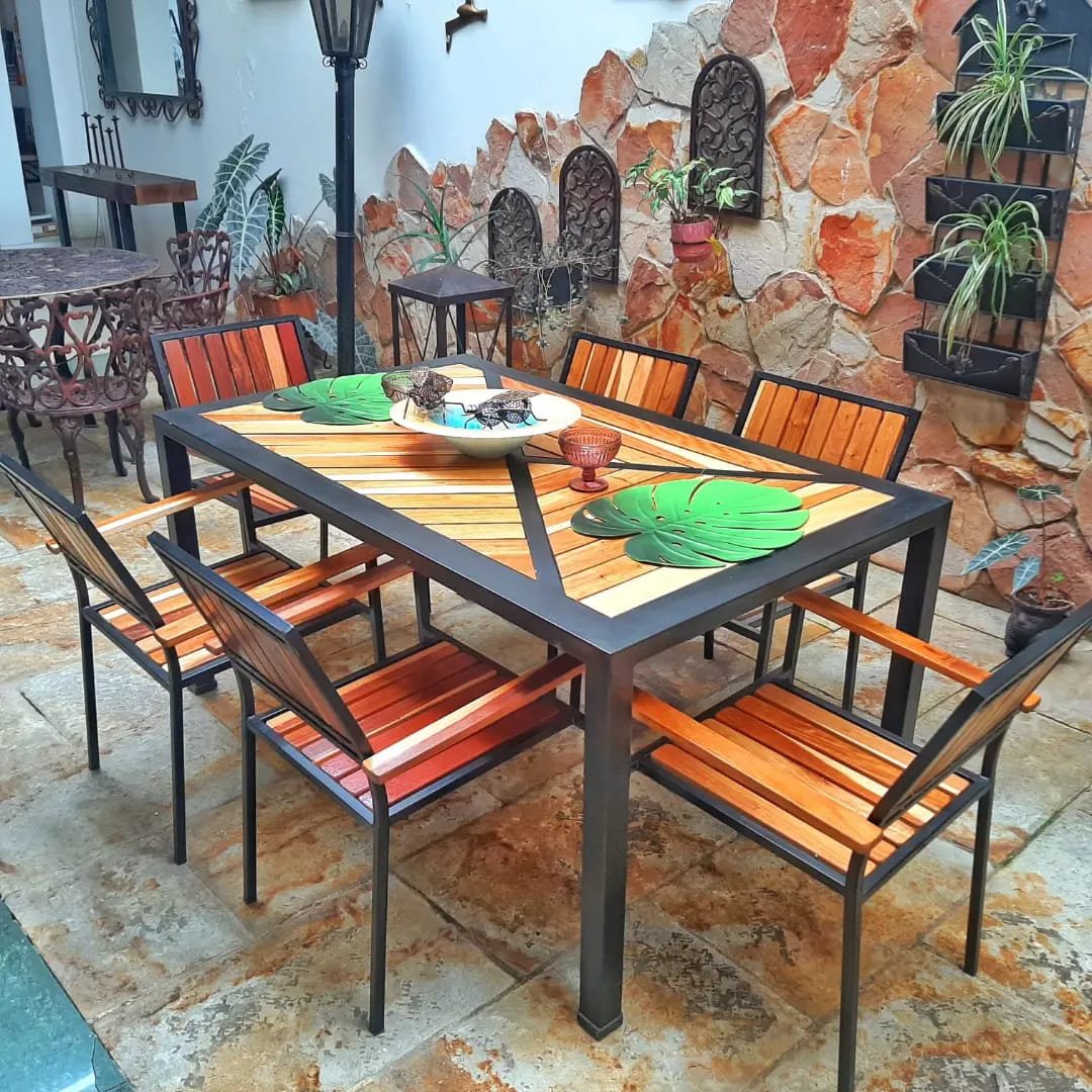 comedor 6 puestos hierro forjado